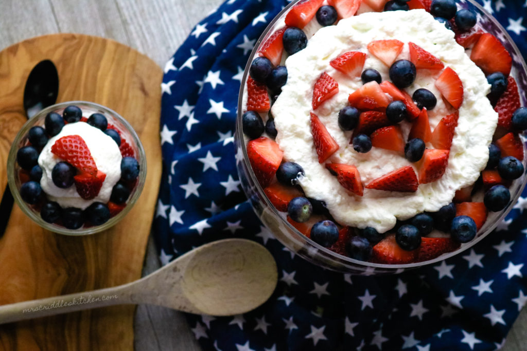 Red White & Blue Trifle- low carb, sugar free, THM S