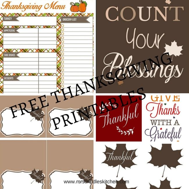 FREE THANKSGIVING PRINTABLES - Mrs. Criddles Kitchen